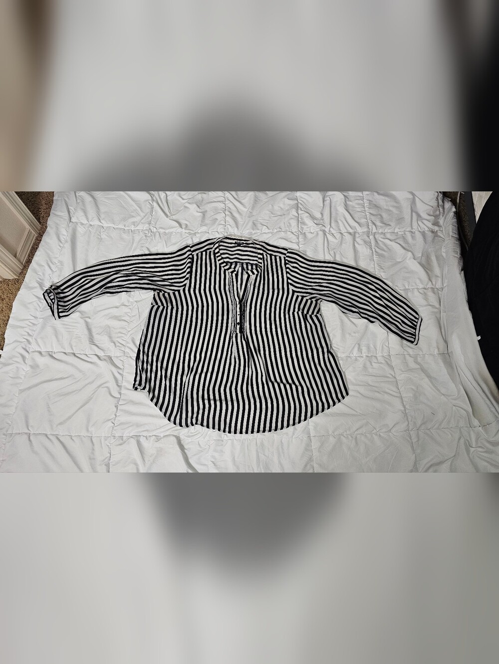 Torrid Black And White Striped Blouse